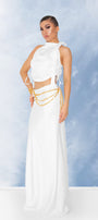 MAXI SKIRT AND CROP TOP SET 2 PARTS FLORENCE SATIN WHITE