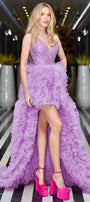MAXI SKIRT AND CROP TOP SET DAISY 3 PARTS SEQUIN TULLE LAVENDER