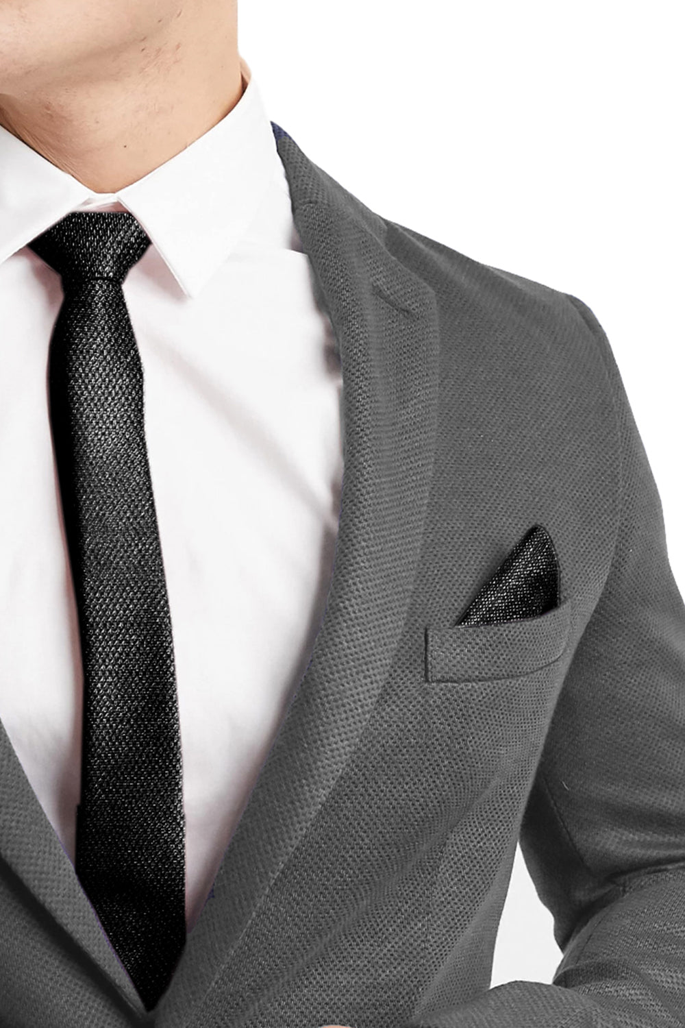 BOUTONNIERE TRICOT LAME BLACK