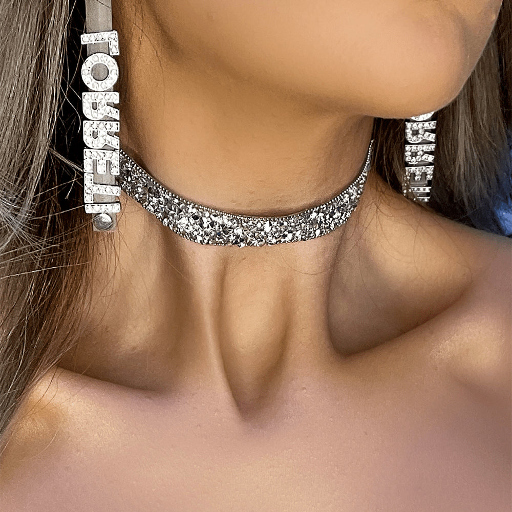 CHOKER SPARKLE RHINESTONE SILVER