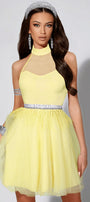 MINI DRESS NAOMI TRICOT TULLE YELLOW