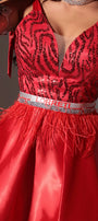 BELT MARABU 6A FEATHERS RHINESTONE RED