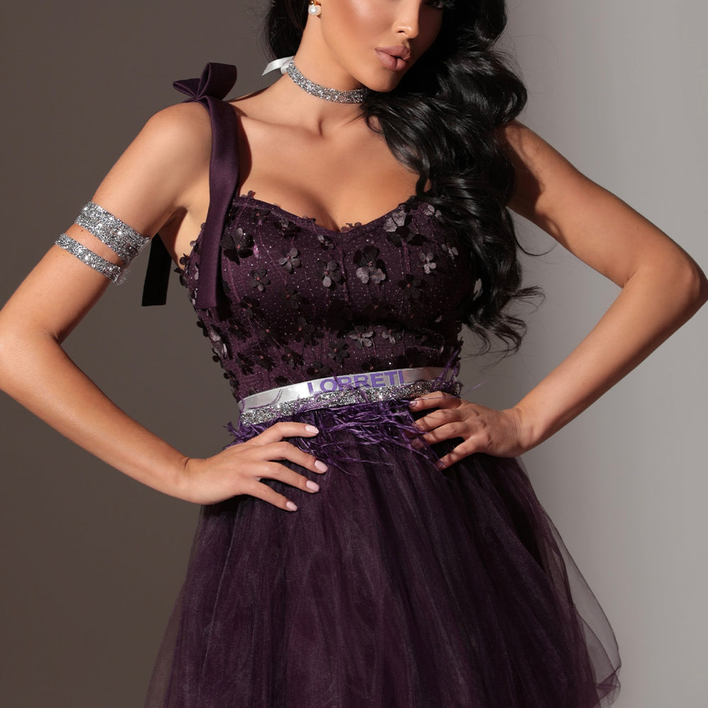 MINI ROCHIE MARY DANTELA TUL VIOLET ÎNCHIS