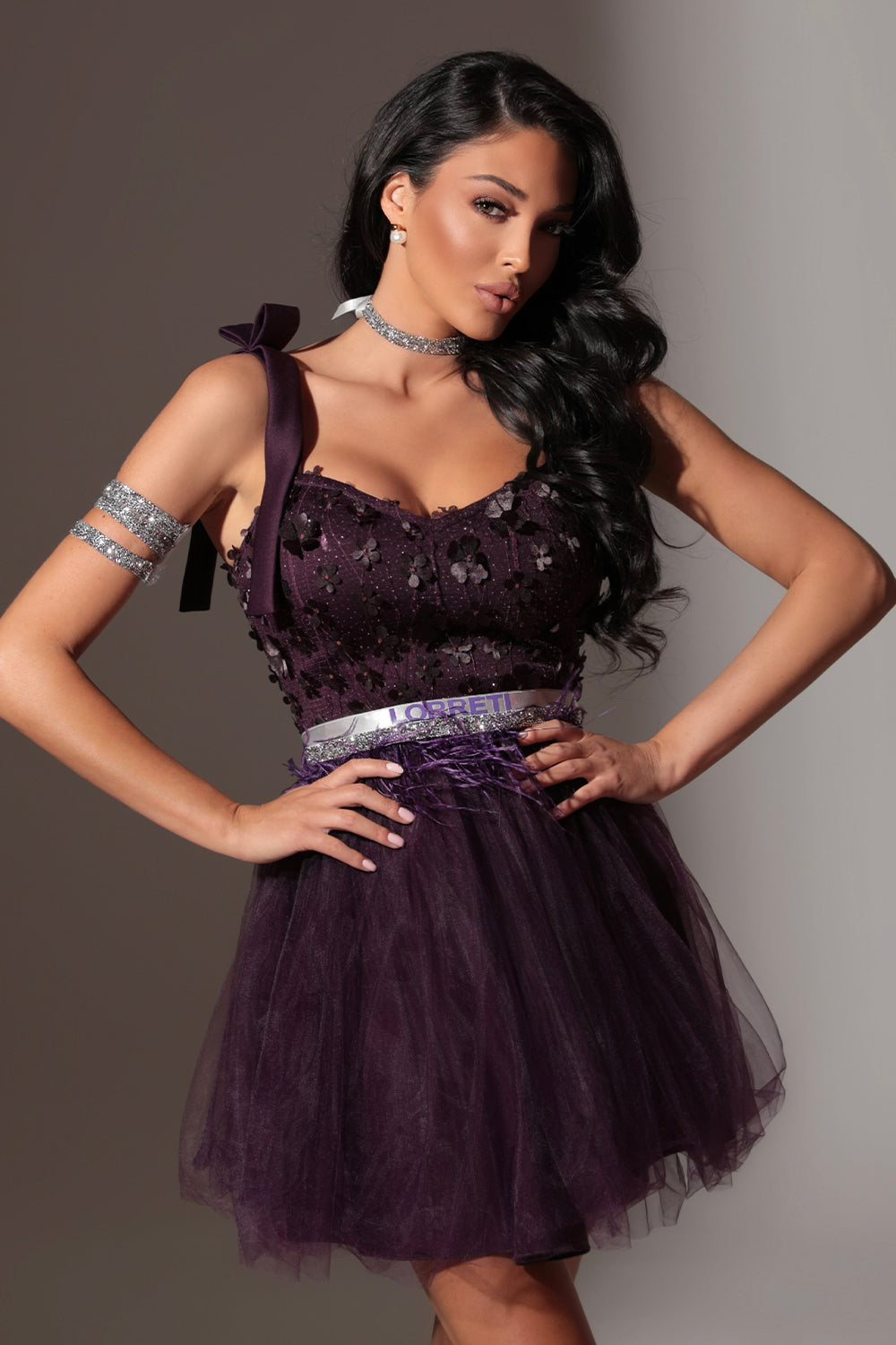 MINI ROCHIE MARY DANTELA TUL VIOLET ÎNCHIS