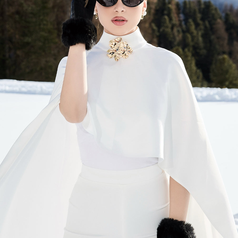 ПОНЧО САТЕН БЯЛ