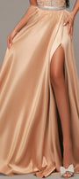 МAXI SET TOP CON GONNA GRACELYN PIZZO GLITTERATO RASO VERDE SCURO