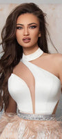МAXI SET TOP CON GONNA GRACELYN PIZZO GLITTERATO RASO VERDE SCURO