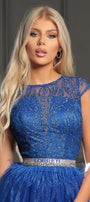 МAXI SET TOP CON GONNA GRACELYN PIZZO GLITTERATO RASO VERDE SCURO