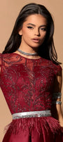 МAXI SET TOP CON GONNA GRACELYN PIZZO GLITTERATO RASO VERDE SCURO