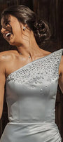 МAXI SET TOP CON GONNA GRACELYN PIZZO GLITTERATO RASO VERDE SCURO