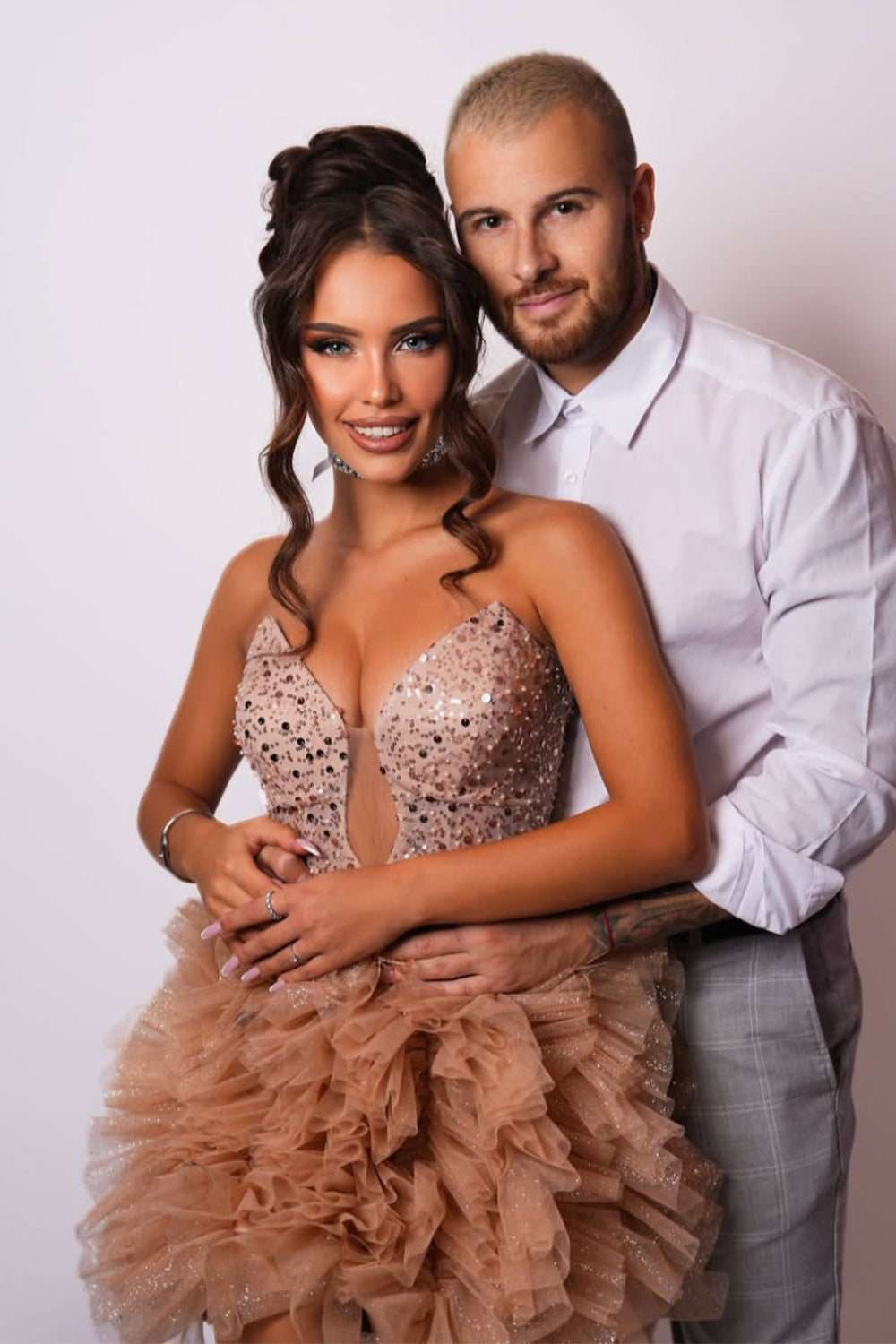 MINI SKIRT AND CROP TOP SET PETYA SEQUIN TULLE GOLDEN