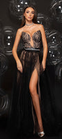 MAXI SET TOP CU FUSTA STACY DANTELA GLITTER BROCADĂ DE TUL VISINIU