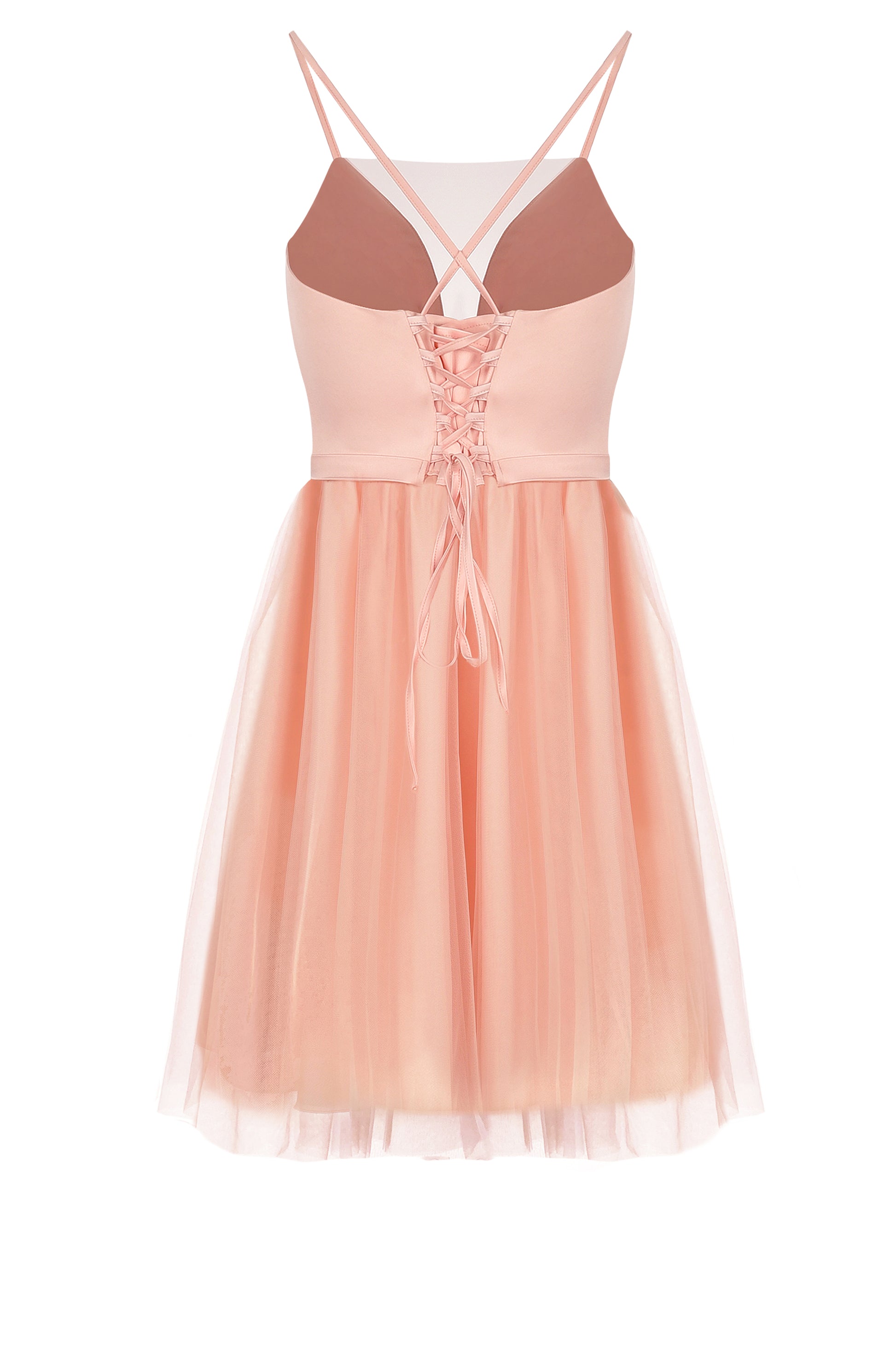 MINI SKIRT AND CROP TOP SET ANNI SATIN TULLE PEACH