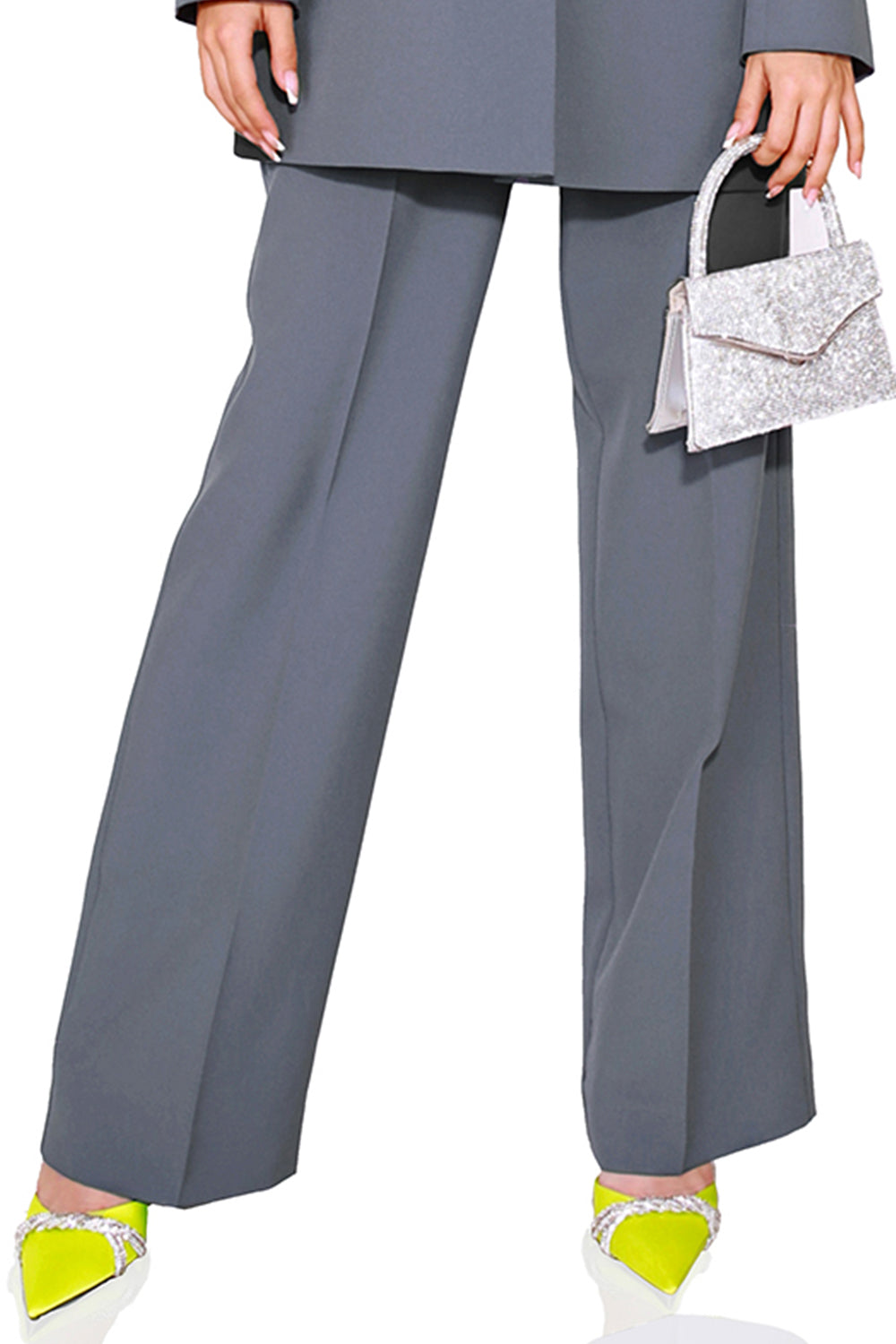 MAXI BLAZER AND PANTS SET 2 PARTS BOSSY BI-STRETCH FABRIC DARK GREY