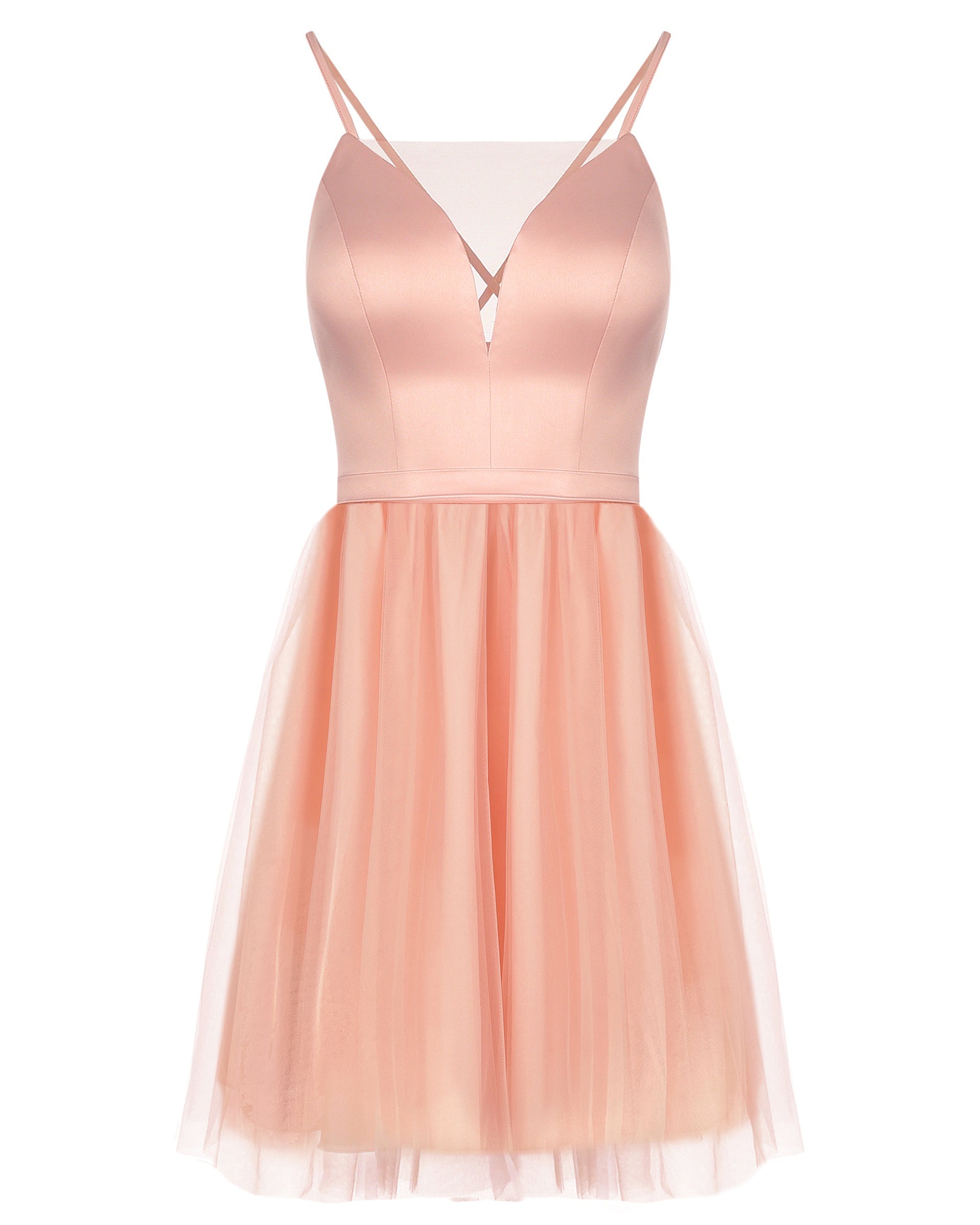 MINI SKIRT AND CROP TOP SET ANNI SATIN TULLE PEACH
