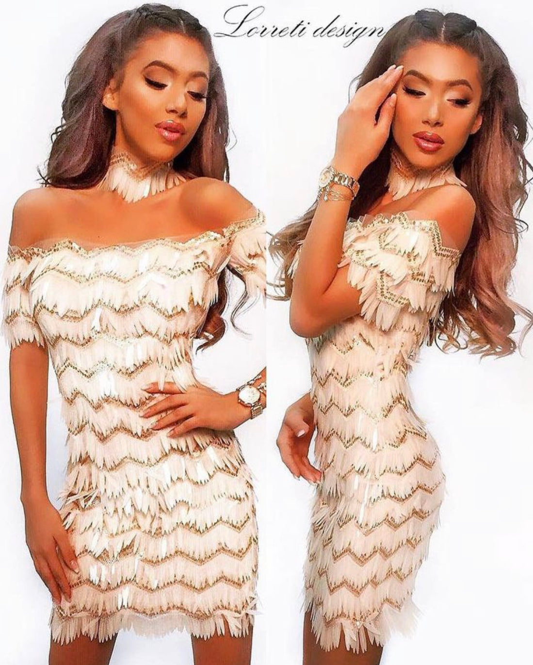 MINI DRESS SEQUIN VANILLA