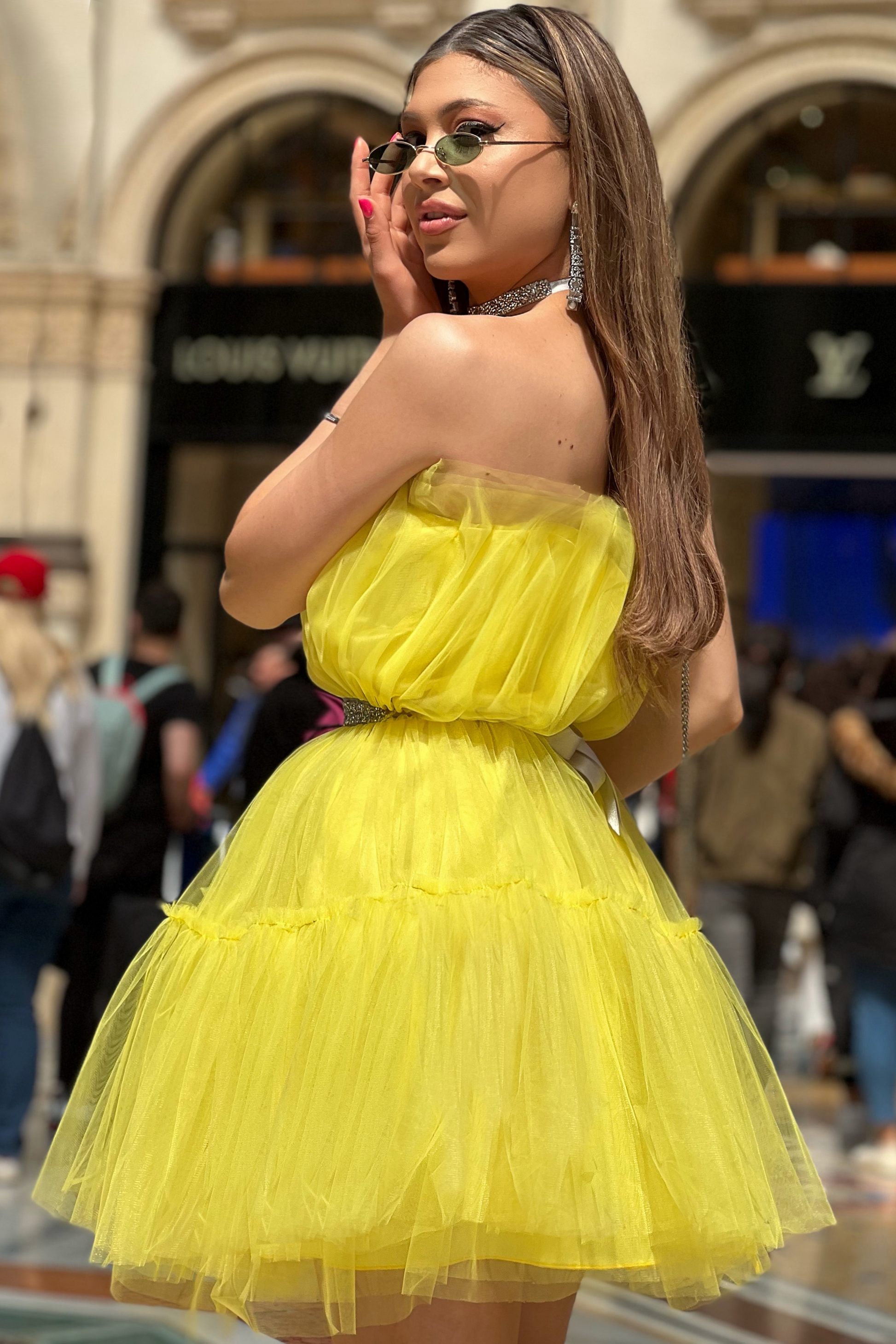 MINI DRESS BARBIE TULLE YELLOW