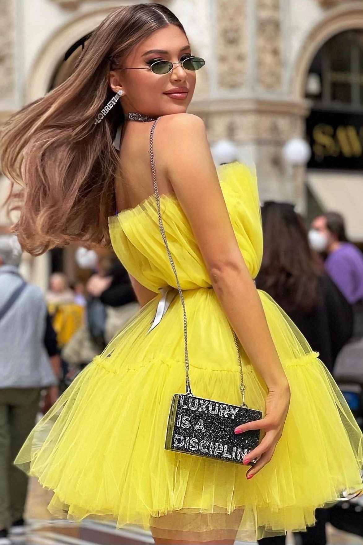 MINI DRESS BARBIE TULLE YELLOW