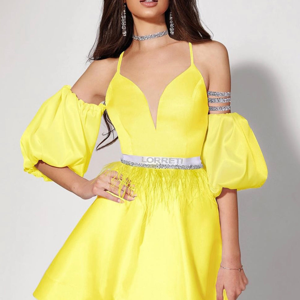 MINI SKIRT AND CROP TOP SET ALLY SATIN YELLOW