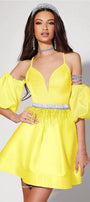 MINI SKIRT AND CROP TOP SET ALLY SATIN YELLOW