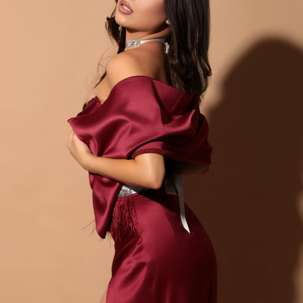 SCARF SOFT SATIN BURGUNDY