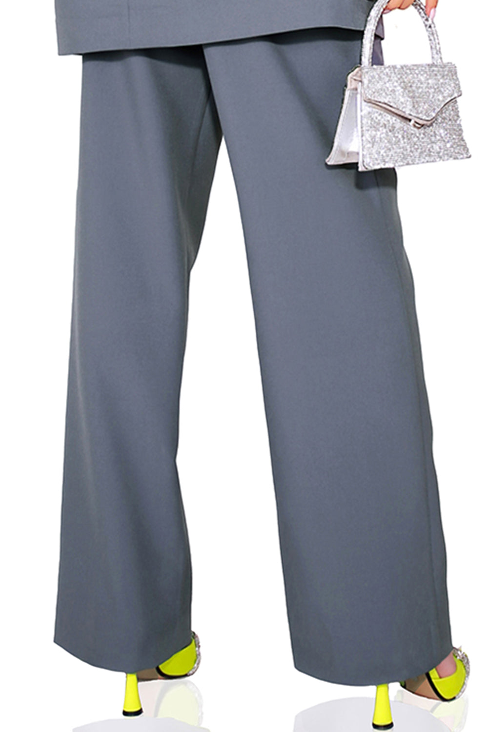 MAXI BLAZER AND PANTS SET 2 PARTS BOSSY BI-STRETCH FABRIC DARK GREY