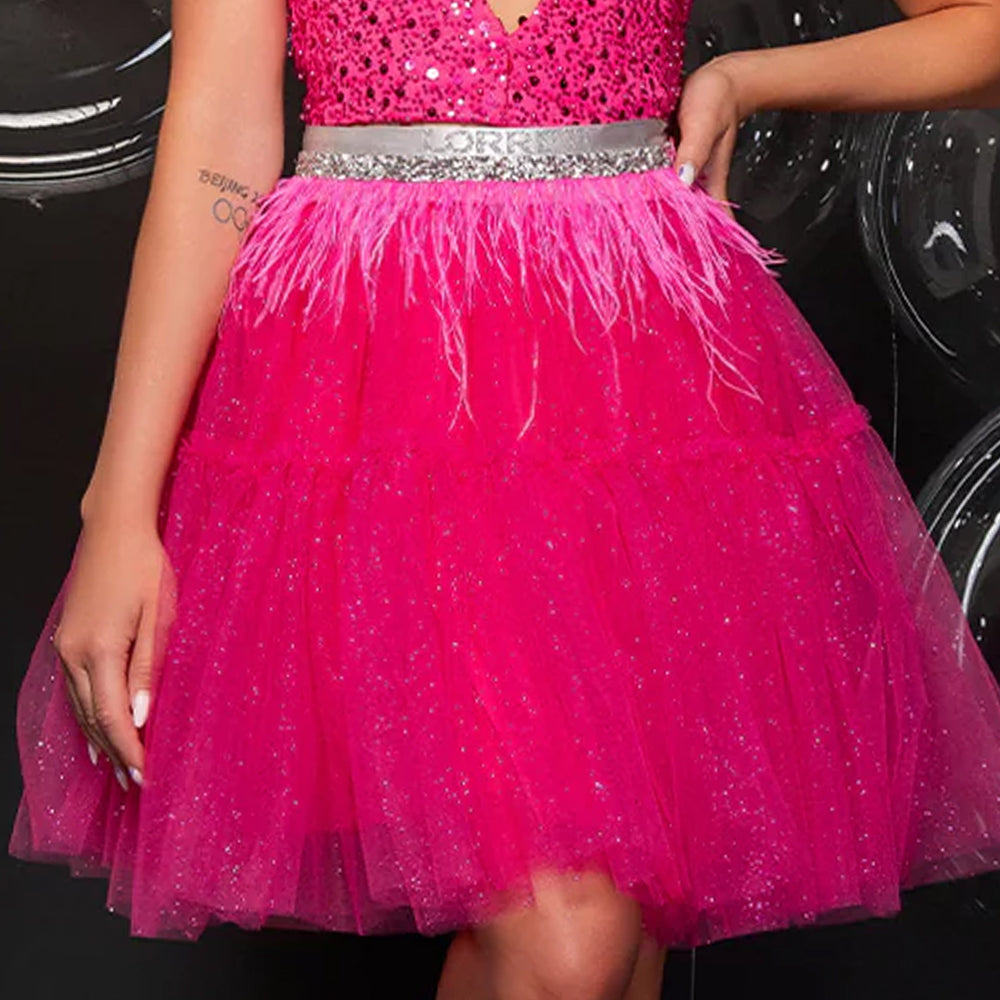 MINI SKIRT BARBIE GLITTER TULLE HOT PINK