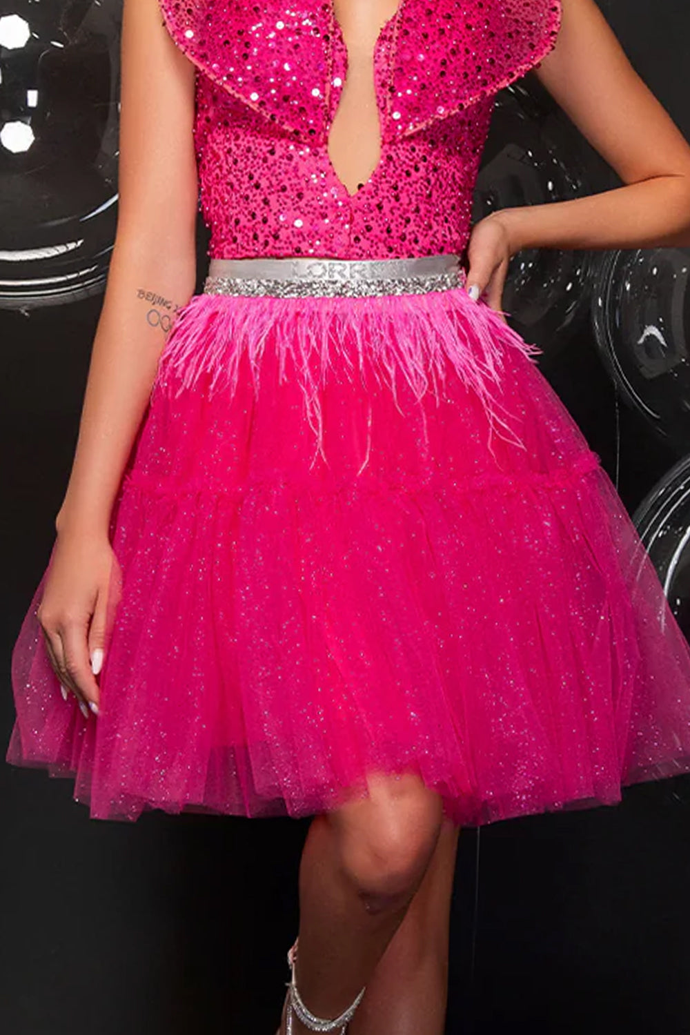 MINI SKIRT BARBIE GLITTER TULLE HOT PINK