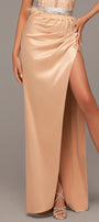 МAXI SET TOP CON GONNA GRACELYN PIZZO GLITTERATO RASO VERDE SCURO