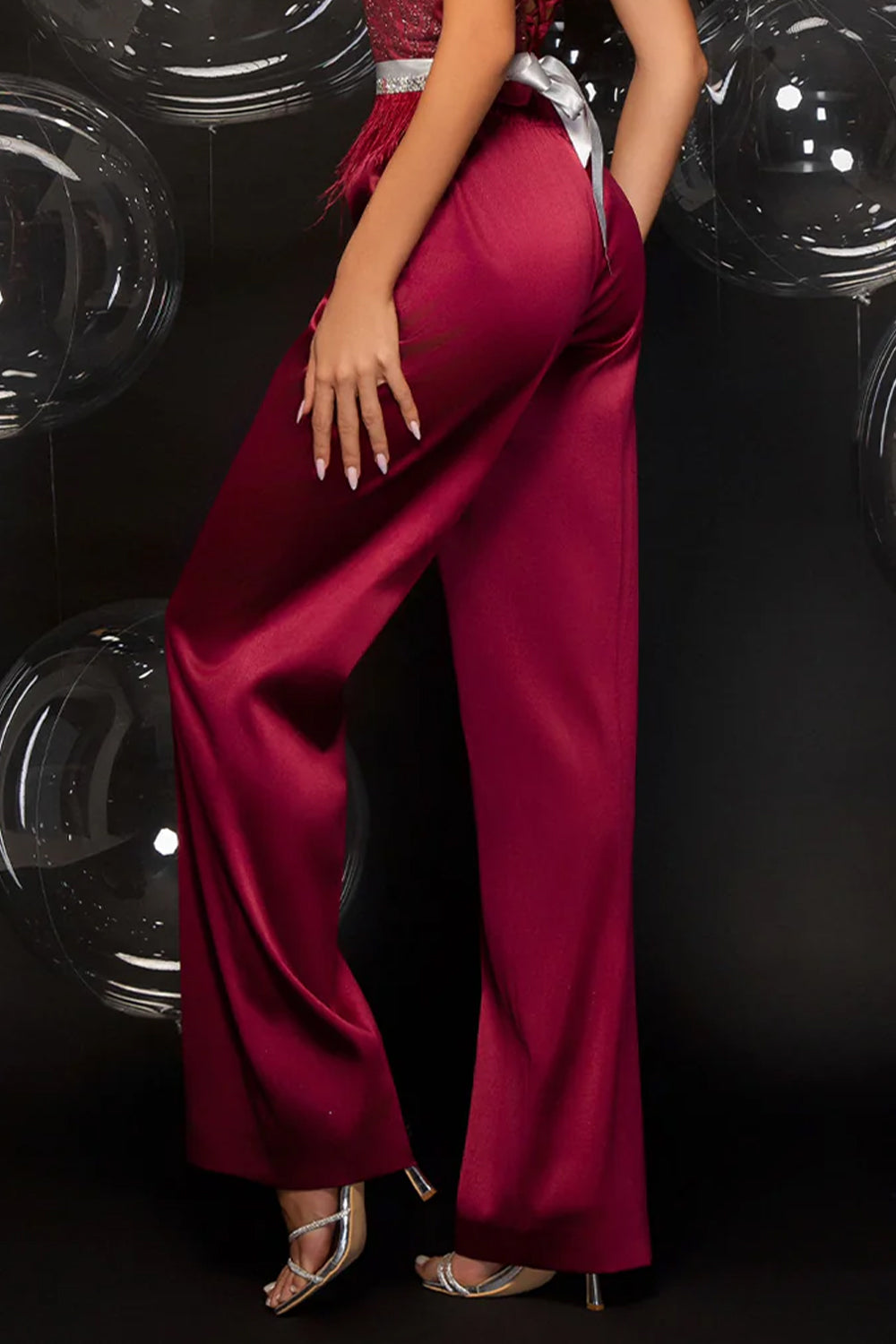 MAXI SET TOP CU FUSTA GRACELYN DANTELA GLITTER SATIN VERDE INCHIS