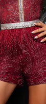 MAXI SET TOP CU FUSTA GRACELYN DANTELA GLITTER SATIN VERDE INCHIS