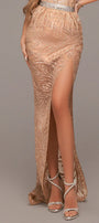 МAXI SET TOP CON GONNA GRACELYN PIZZO GLITTERATO RASO VERDE SCURO