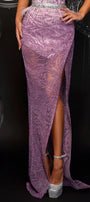 MAXI CONJUNTO TOP CON FALDA GRACELYN ЕNCAJE BRILLANTE SATÍN VERDE OSCURO