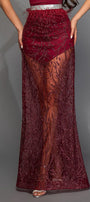 МAXI SET TOP CON GONNA GRACELYN PIZZO GLITTERATO RASO VERDE SCURO