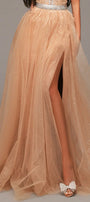 MAXI SET TOP CU FUSTA GRACELYN DANTELA GLITTER SATIN VERDE INCHIS