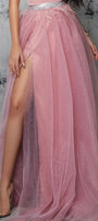 MAXI SET TOP CU FUSTA GRACELYN DANTELA GLITTER SATIN VERDE INCHIS