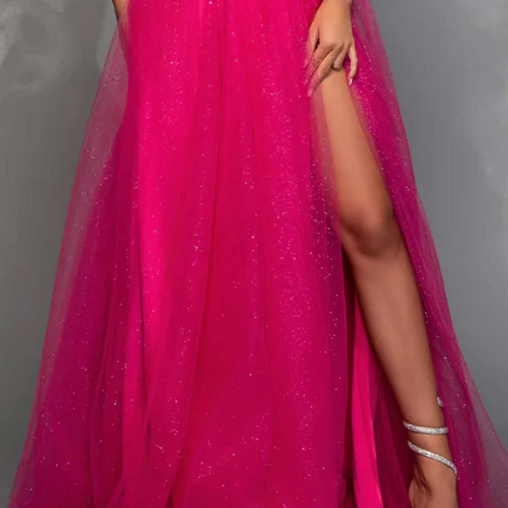 MAXI SET TOP CU FUSTA GRACELYN DANTELA GLITTER SATIN VERDE INCHIS