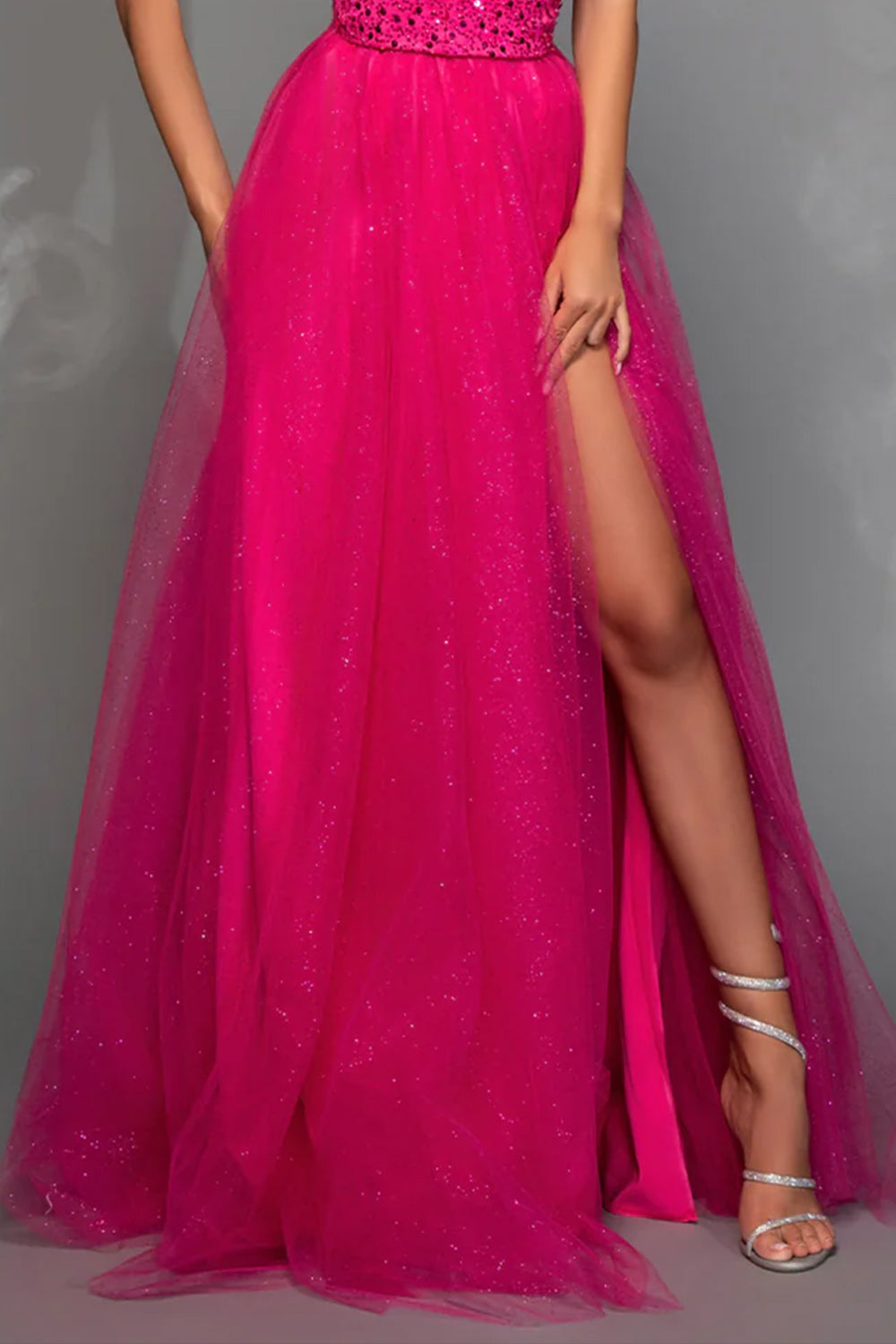 MAXI SET TOP CU FUSTA GRACELYN DANTELA GLITTER SATIN VERDE INCHIS