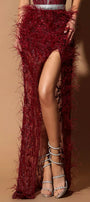 МAXI SET TOP CON GONNA GRACELYN PIZZO GLITTERATO RASO VERDE SCURO