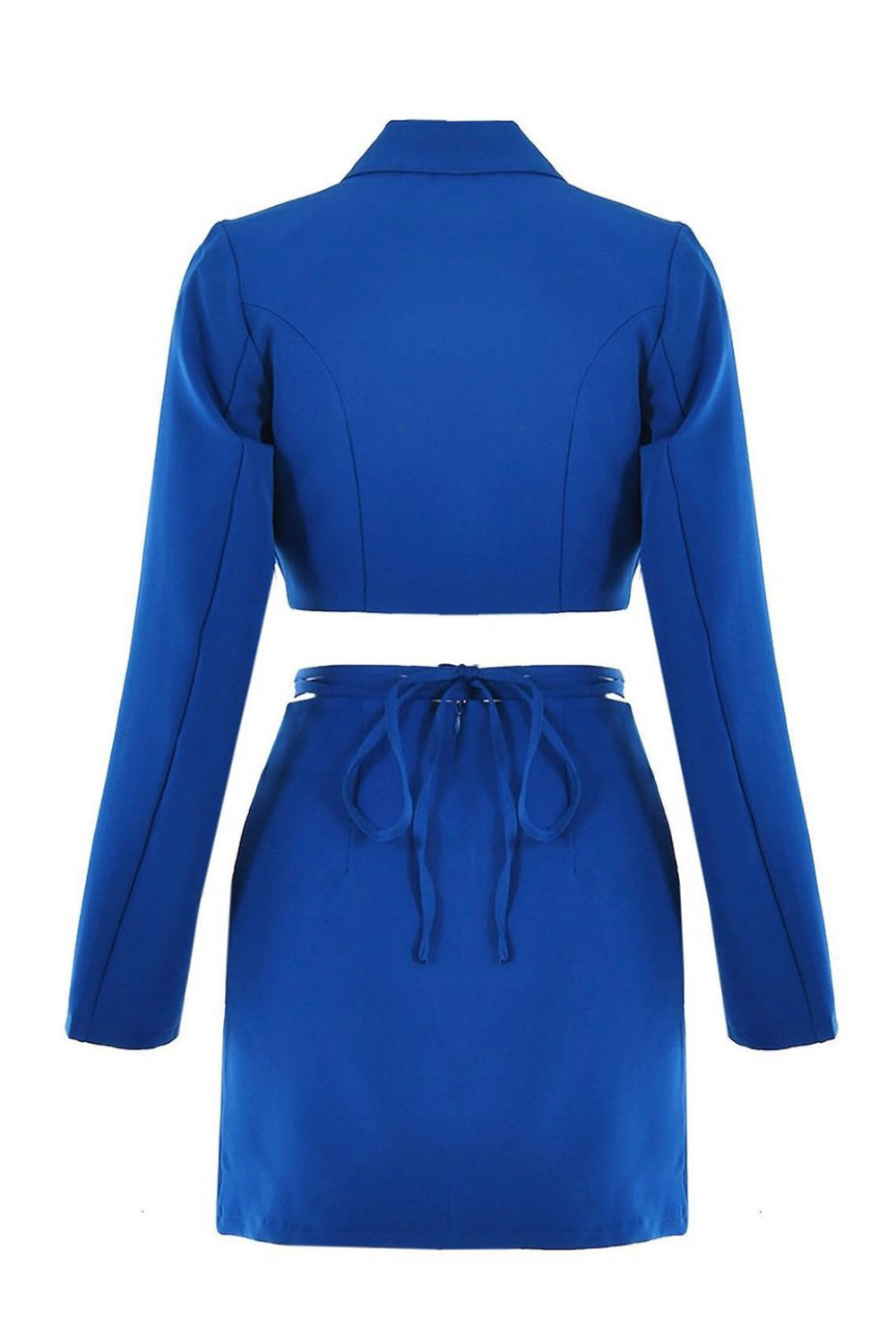 MINI SKIRT AND CROP TOP SET 2 PARTS SATIN COBALT BLUE
