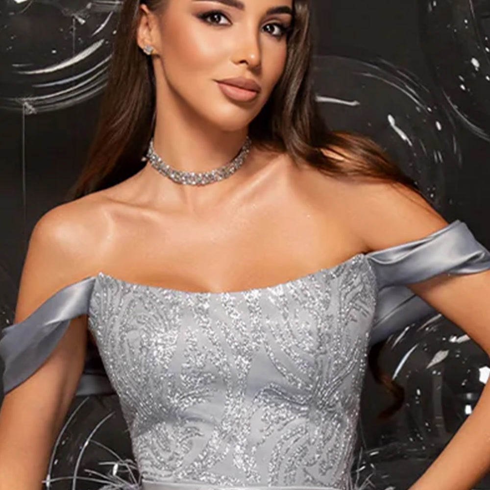 МAXI SET TOP CON GONNA GRACELYN PIZZO GLITTERATO RASO VERDE SCURO