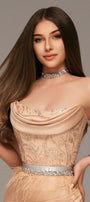 МAXI SET TOP CON GONNA GRACELYN PIZZO GLITTERATO RASO VERDE SCURO