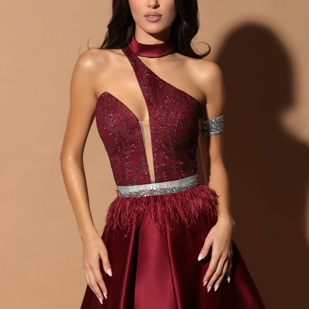 МИНИ СЕТ ТОП С ПОЛА DIANDRA ДАНТЕЛА ГЛИТЕР САТЕН БОРДО