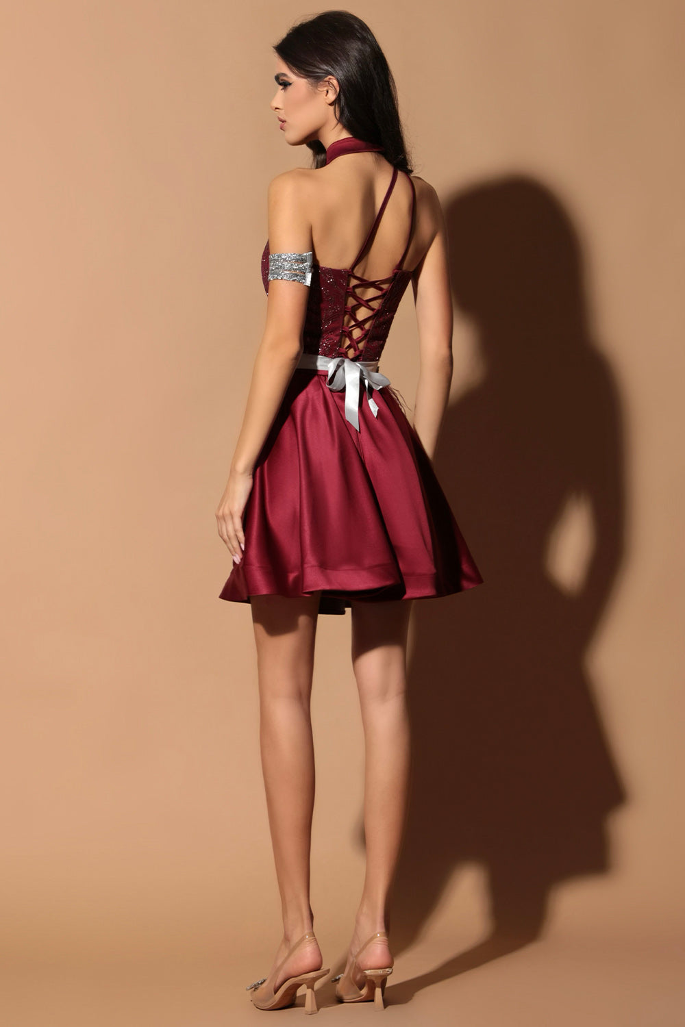 МИНИ СЕТ ТОП С ПОЛА DIANDRA ДАНТЕЛА ГЛИТЕР САТЕН БОРДО