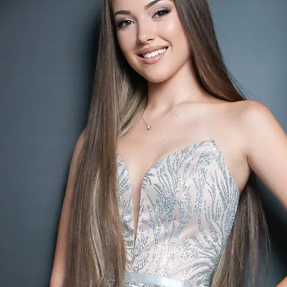 ТОП AMORE ДАНТЕЛА ГЛИТЕР СРЕБЪРЕН С НЮД