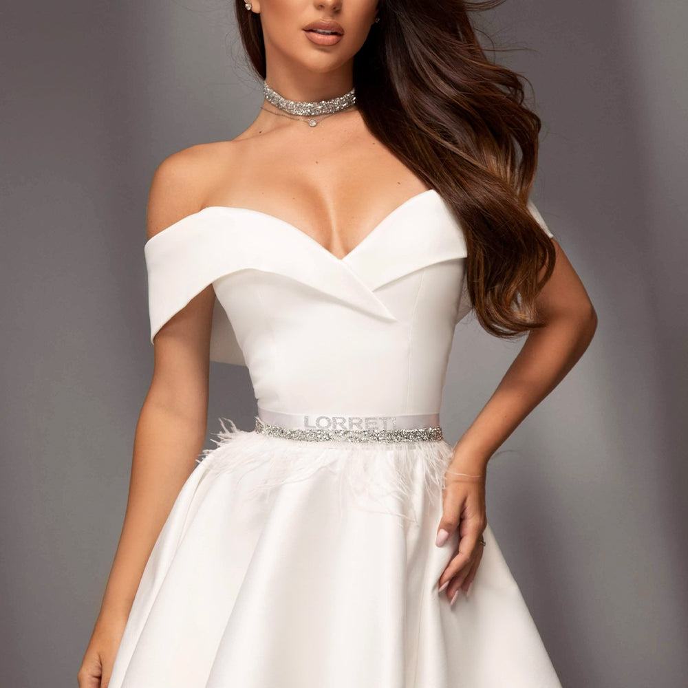 MINI SET TOP CU FUSTA PEARL SATIN ALBA