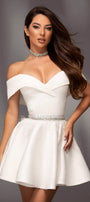 MINI SET TOP CU FUSTA PEARL SATIN ALBA