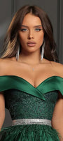 МAXI SET TOP CON GONNA GRACELYN PIZZO GLITTERATO RASO VERDE SCURO