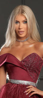 МAXI SET TOP CON GONNA GRACELYN PIZZO GLITTERATO RASO VERDE SCURO