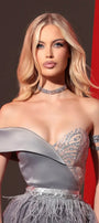 МAXI SET TOP CON GONNA GRACELYN PIZZO GLITTERATO RASO VERDE SCURO